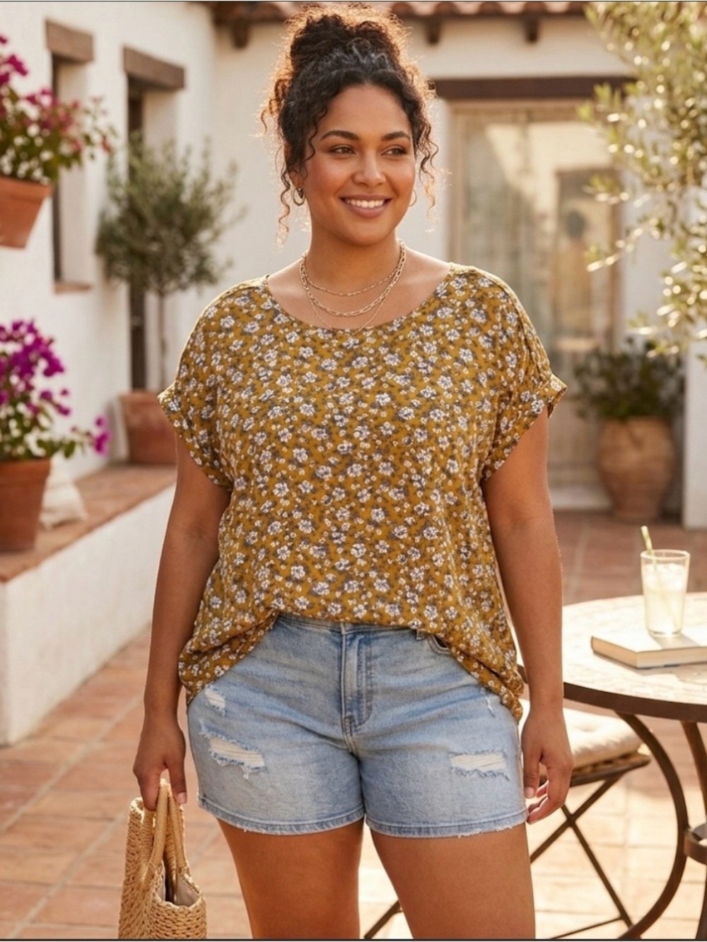 Zenobia Women’s Ditzy Floral Top Size 3X